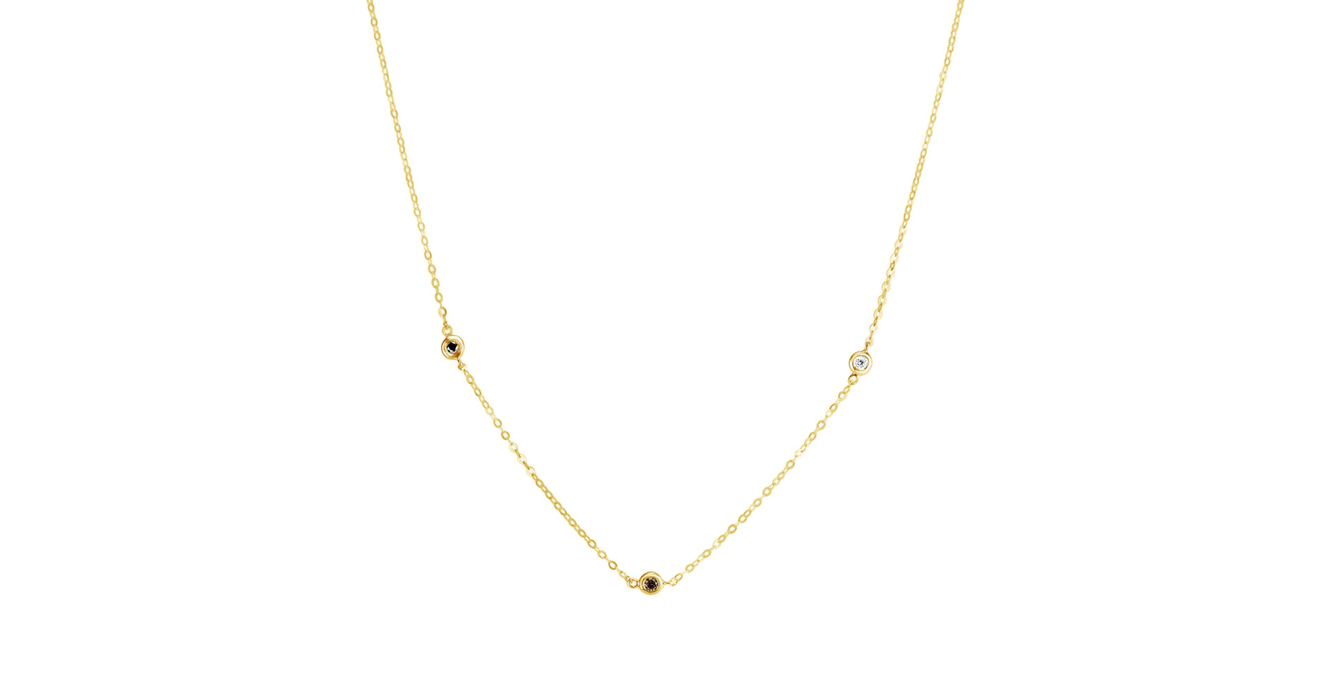 Náhrdelník s černými, hnědými a bílými diamanty Dots