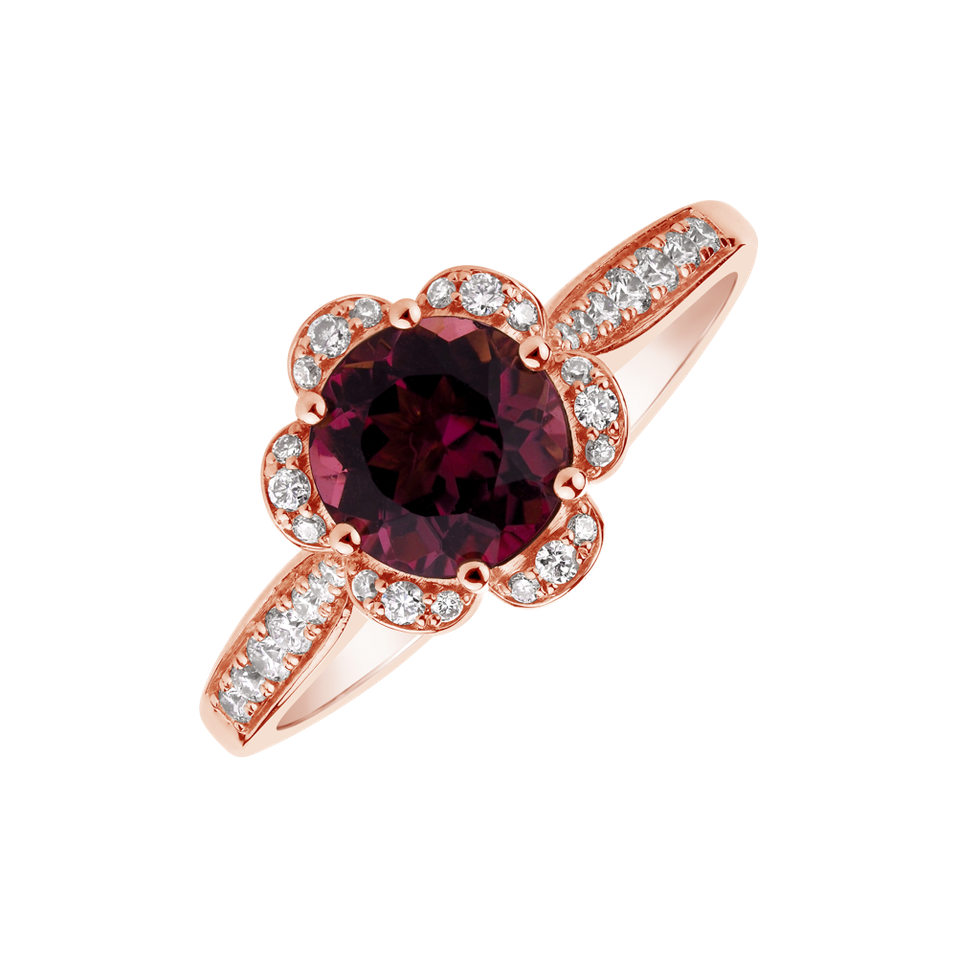 Prsten s turmalínem a diamanty Flower Coctail