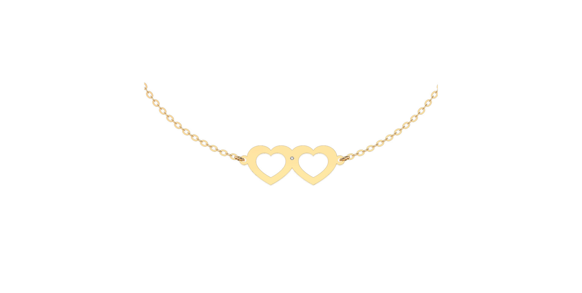 Náramek s diamantem Two Hearts