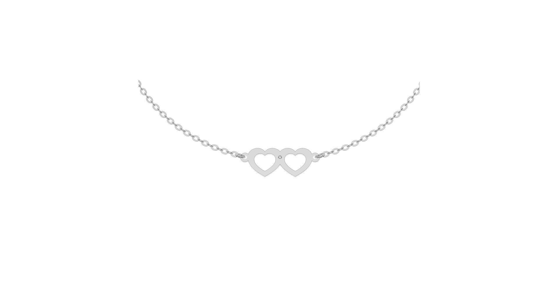 Náramek s diamantem Two Hearts