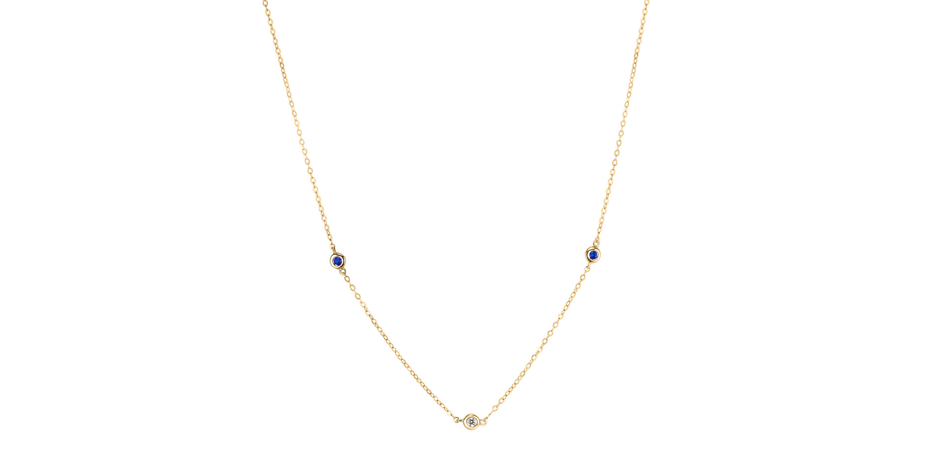 Náhrdelník s diamantem a safíry Dots