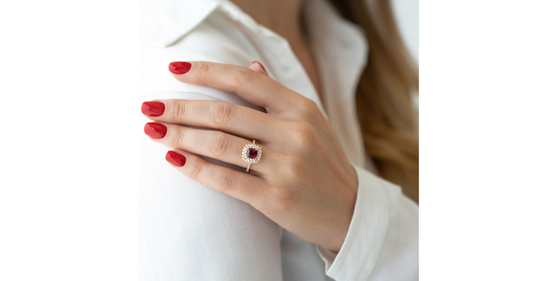 Prsten s rhodolitem a diamanty Elegant Passion