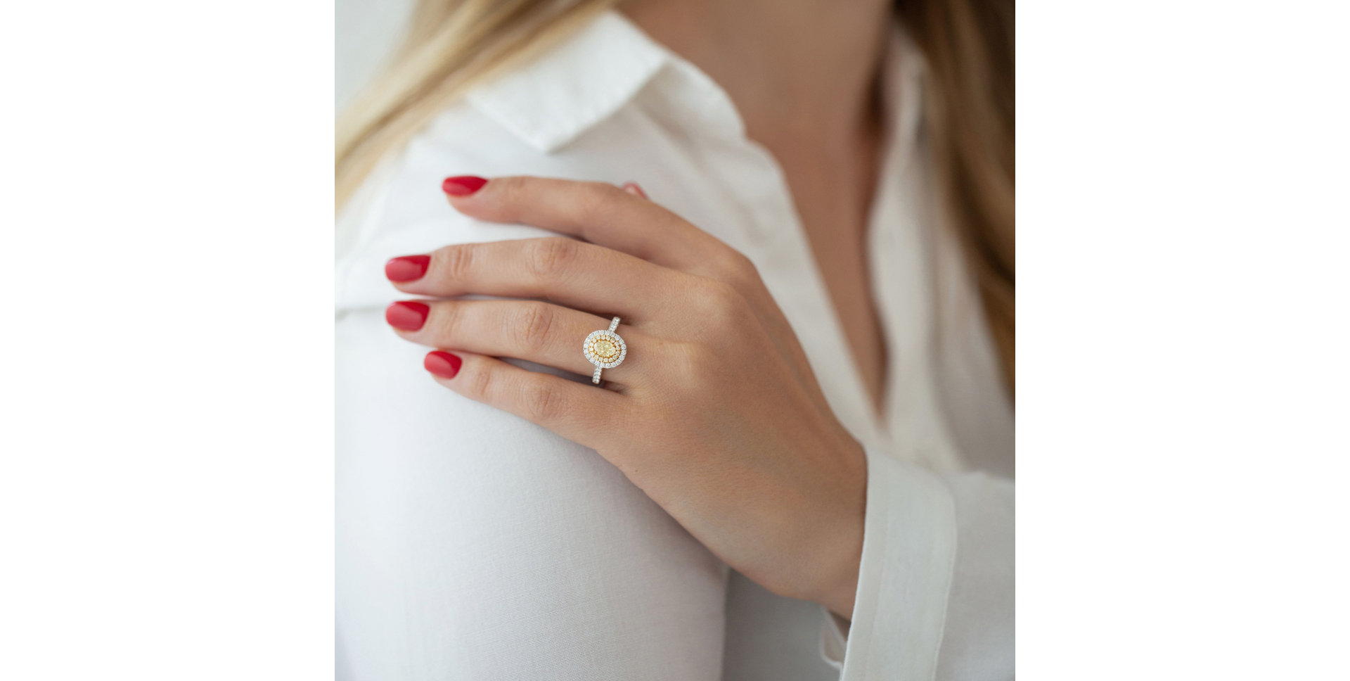 Prsten s bílými a žlutými diamanty Sun Galaxy