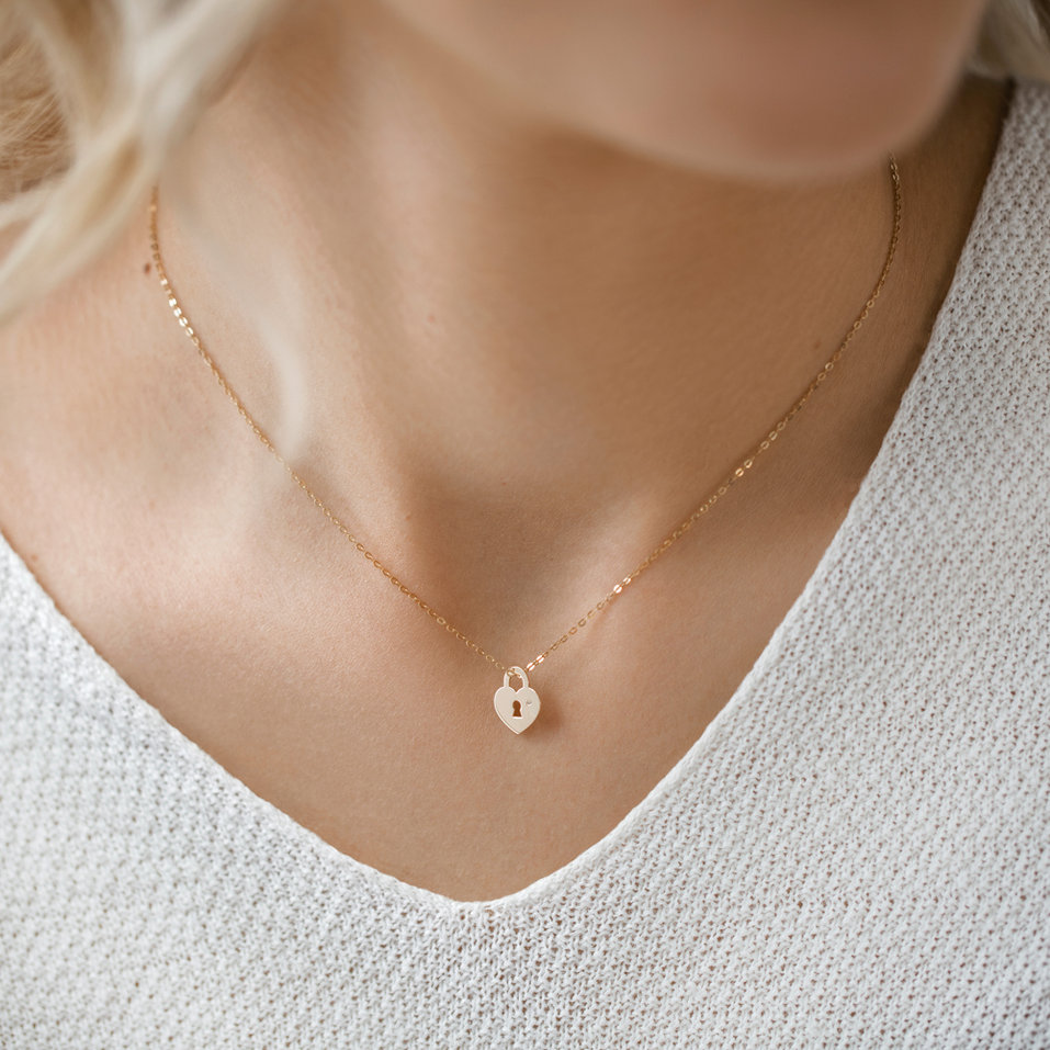 Náhrdelník s diamantem Heart Lock