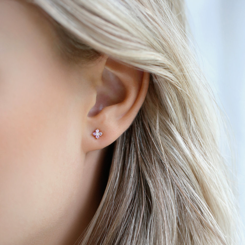 Náušnice s diamantem a safíry Divine Bloom