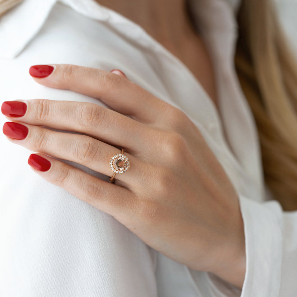 Prsten s morganitem a diamanty Tender Dream