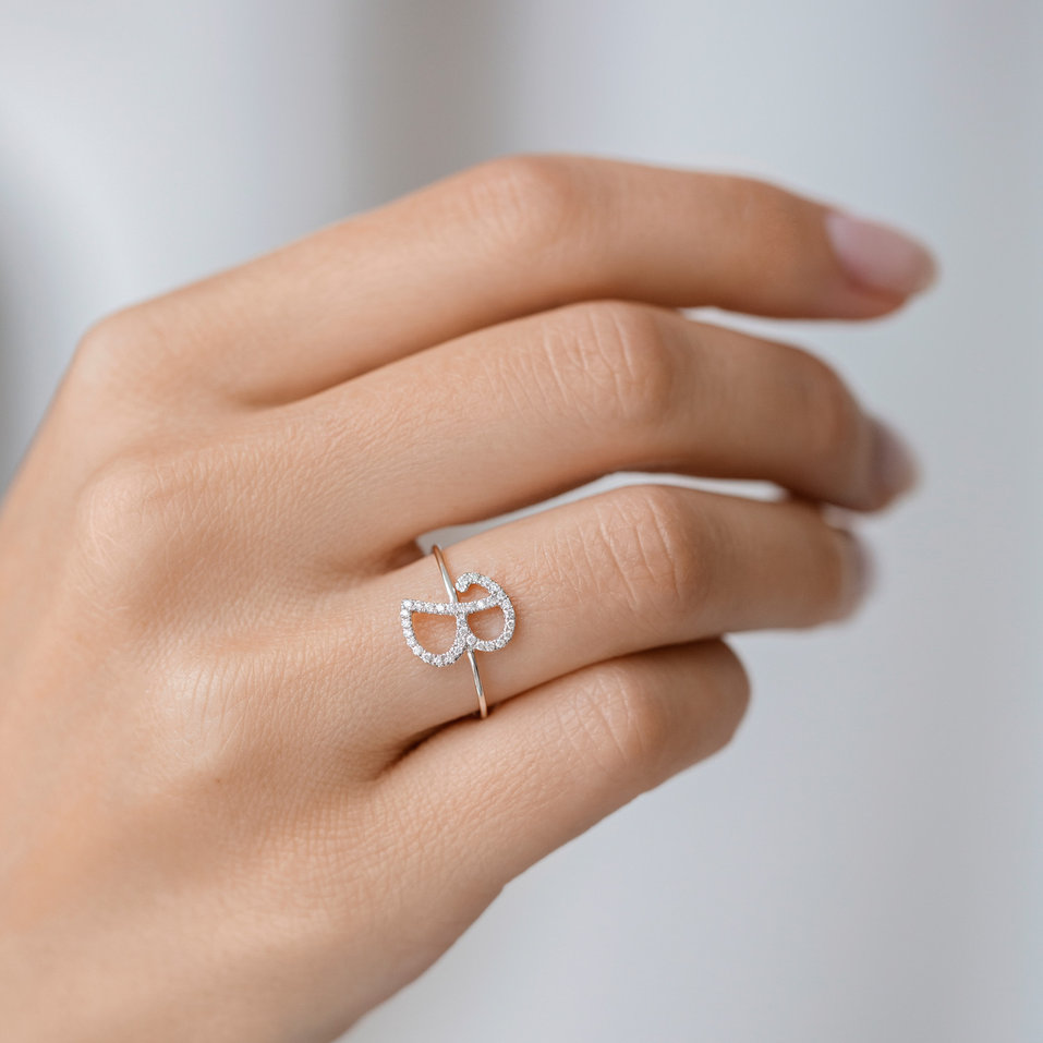 Prsten s diamanty Curly Glittery E