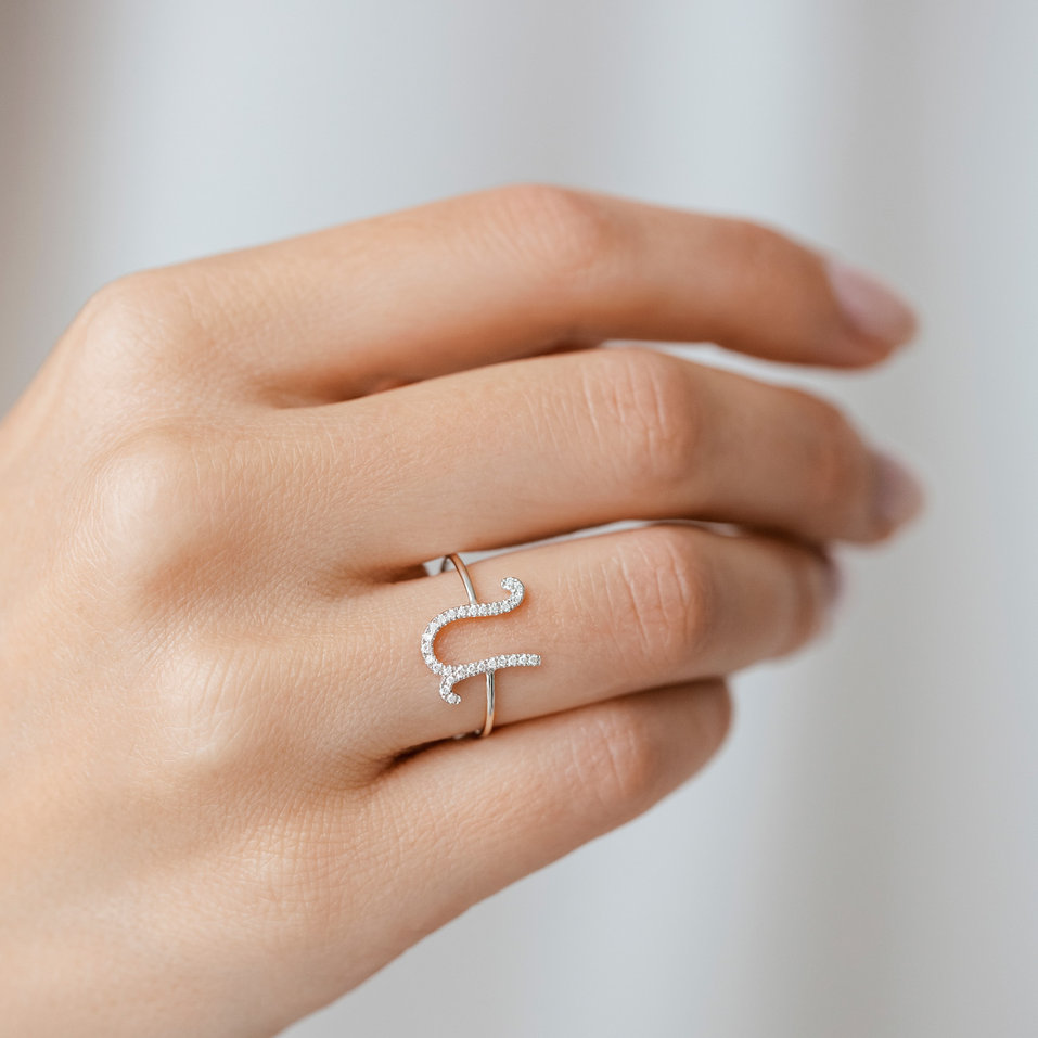 Prsten s diamanty Curly Glittery U