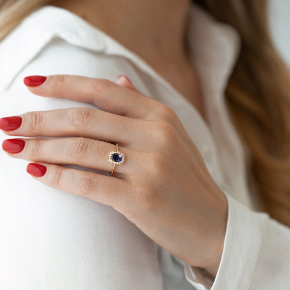 Prsten s Iolite a diamanty Sparkling Hero