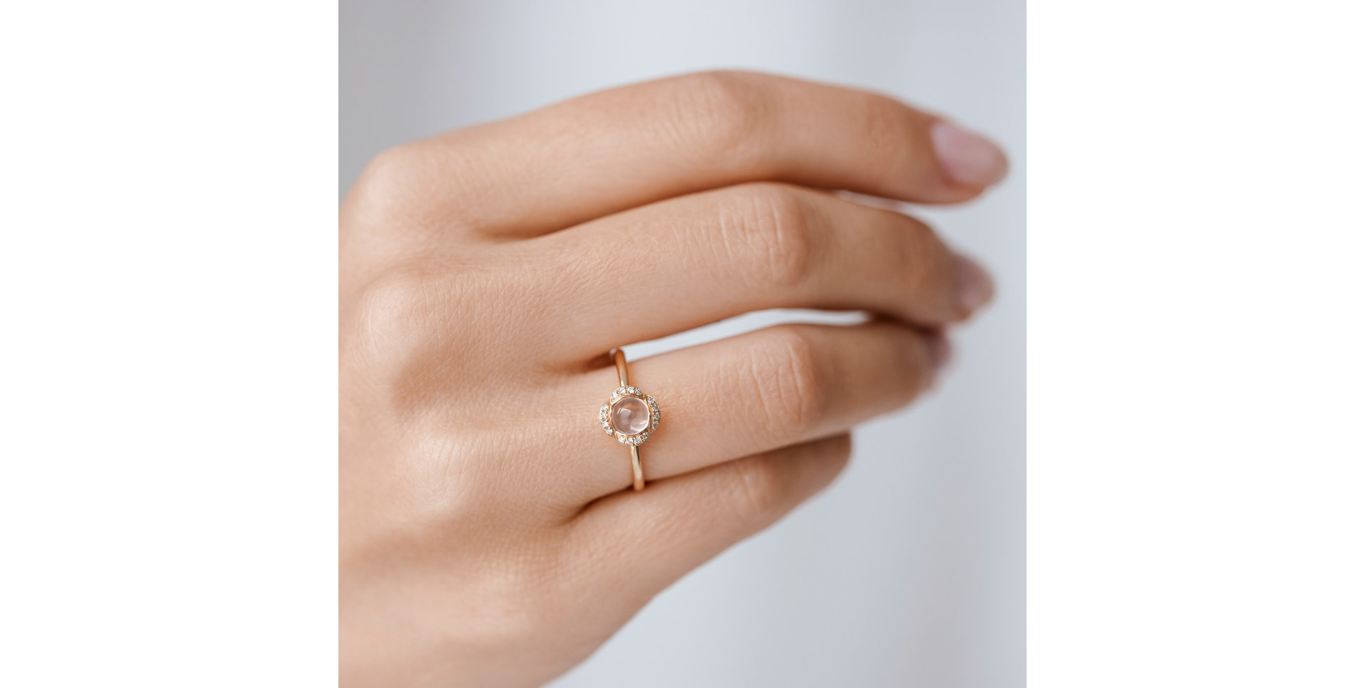 Prsten s diamanty a růženínem Pink Candy