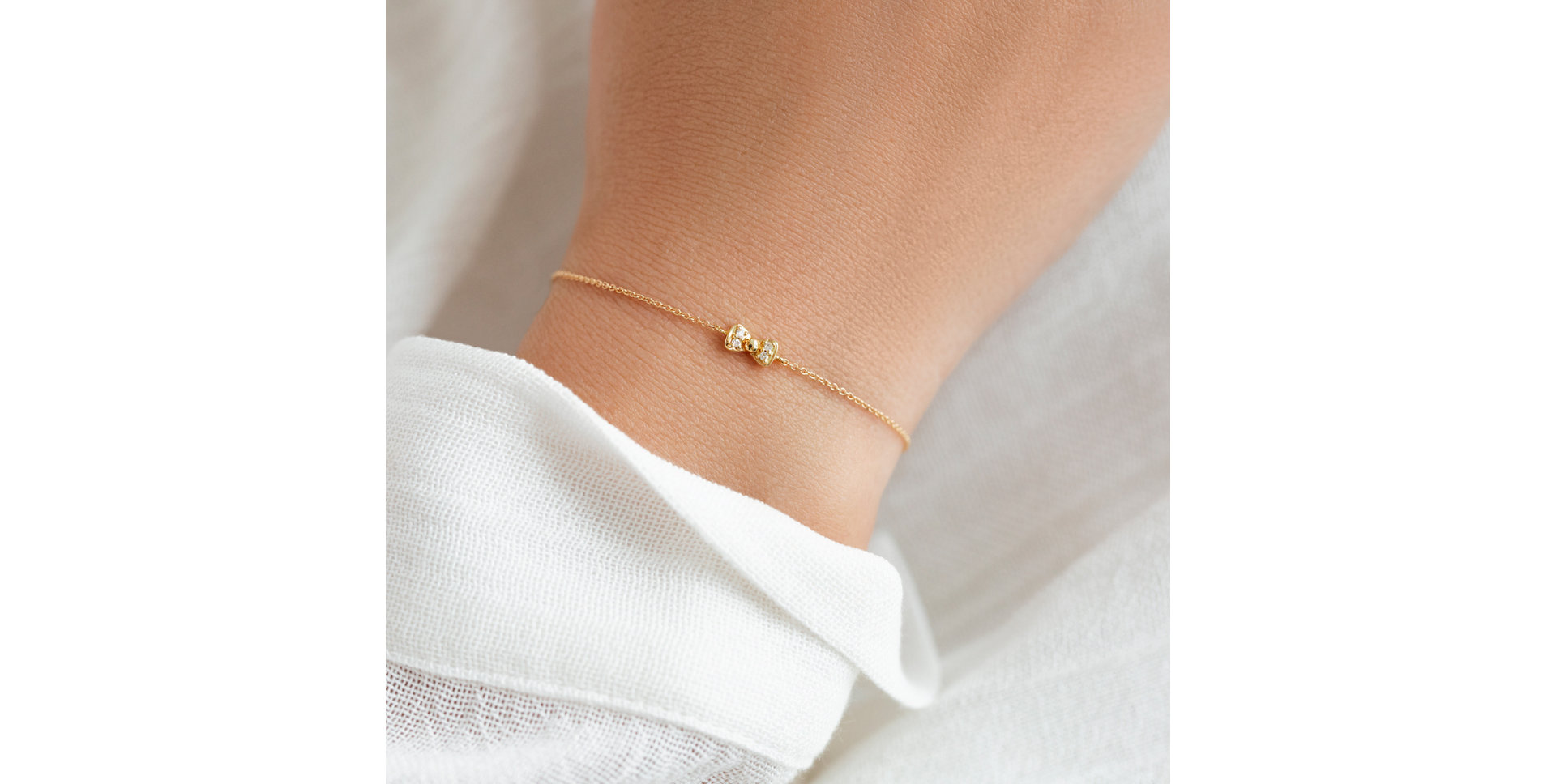 Náramek s černými diamanty Shiny Bow