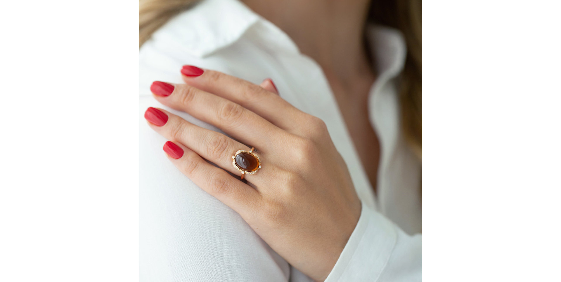 Prsten s quartzem diamanty Herbal love