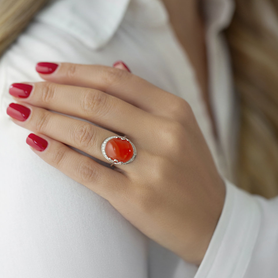 Prsten s karneolem a diamanty Glorious Gem