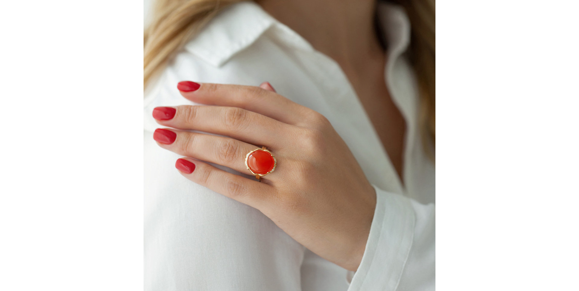 Prsten s karneolem a diamanty Miracle Temptation