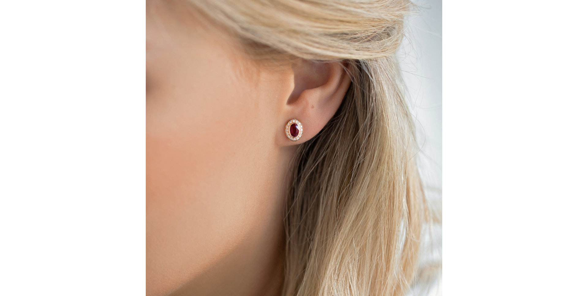 Náušnice s diamanty a rubínem Lucky Ruby