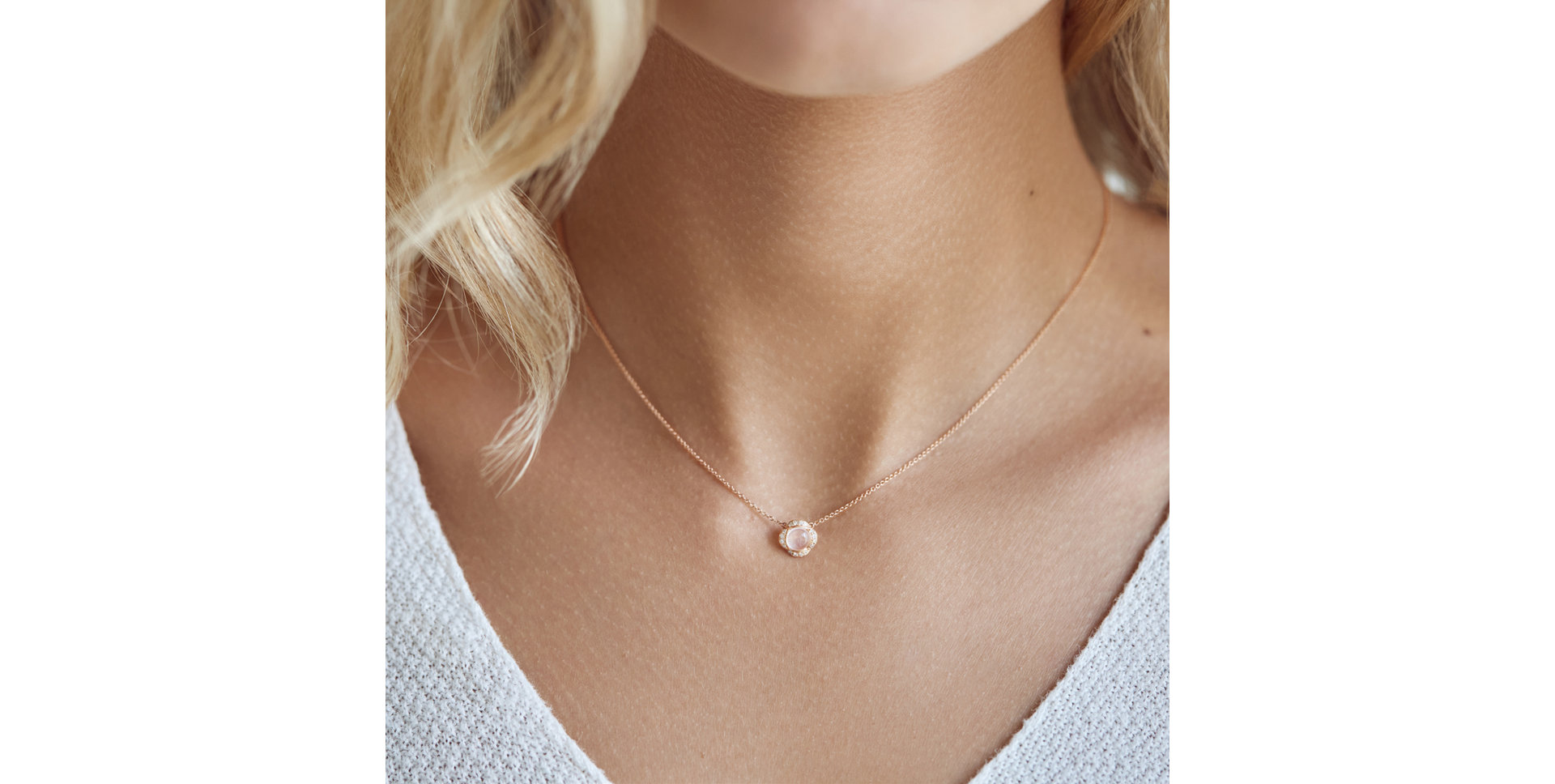 Náhrdelník s diamanty a růženínem Pink Candy