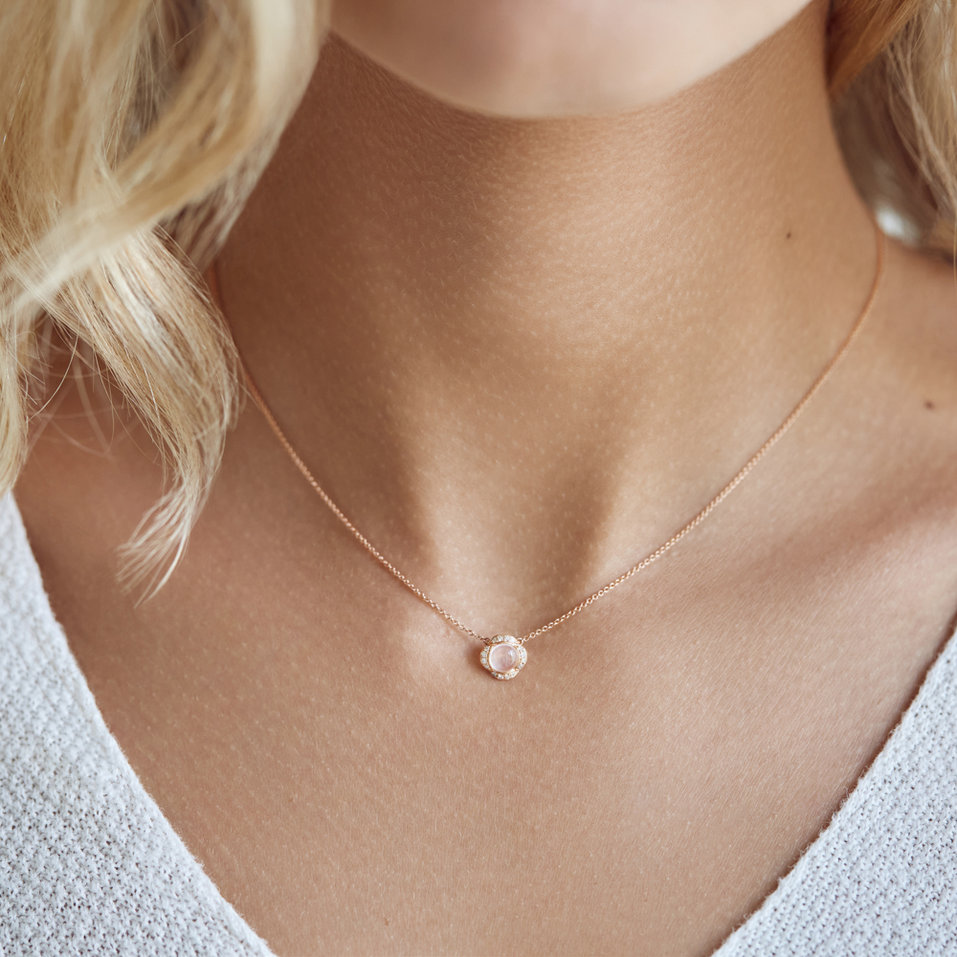 Náhrdelník s diamanty a růženínem Pink Candy