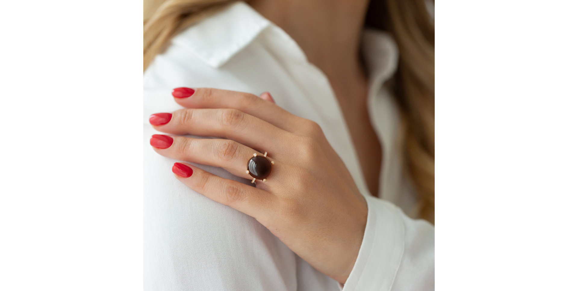 Prsten s prehnitem a diamanty Niche