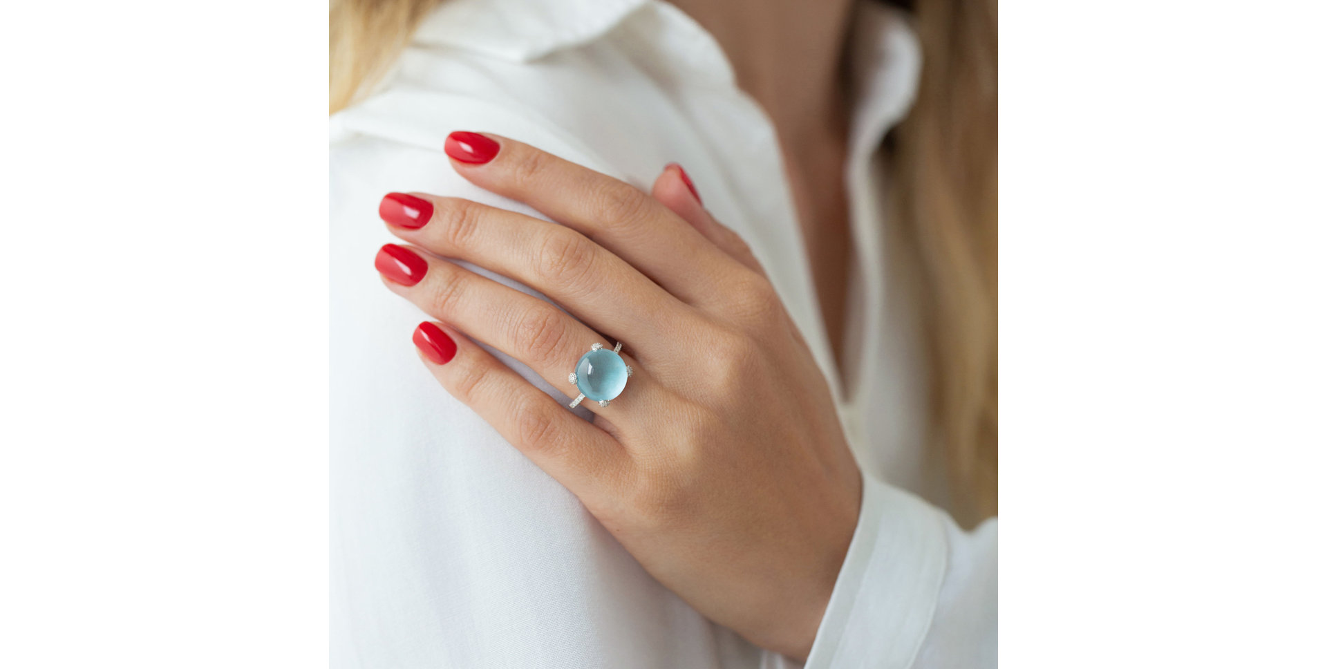 Prsten s topazem a diamanty Divine Drop