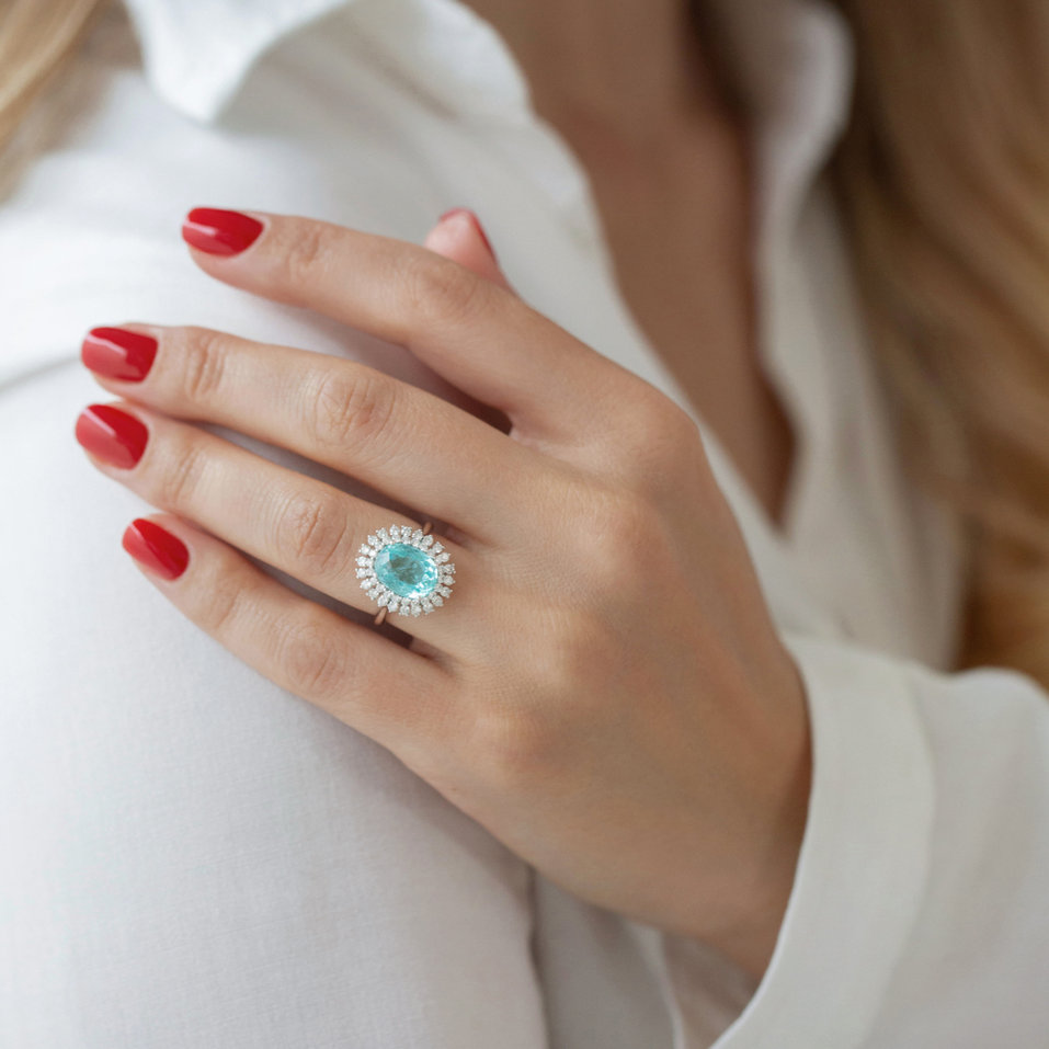 Prsten s paraibou a diamanty Fairytale Goddess