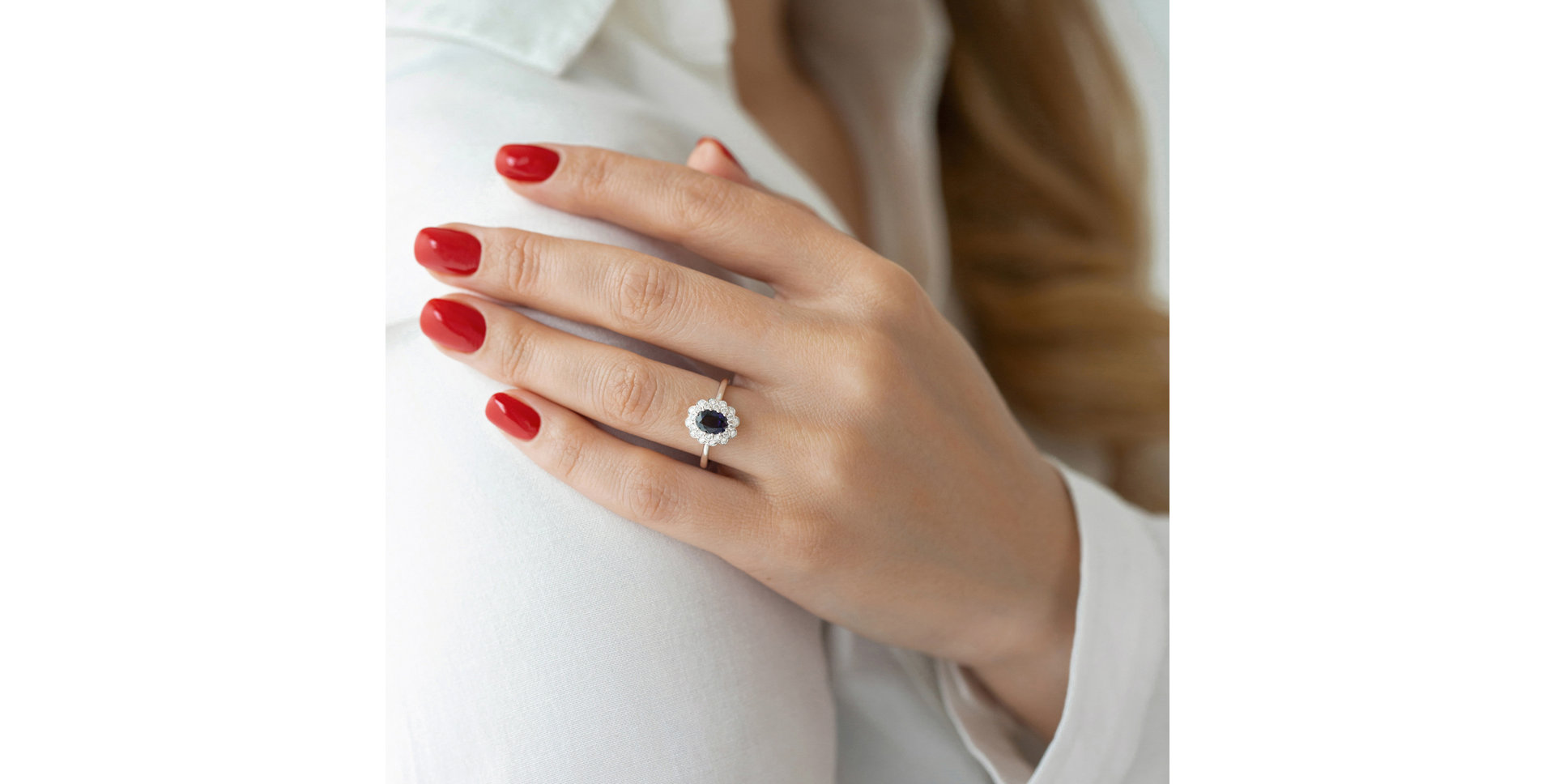 Prsten s safírem a diamanty Fairy Goddess