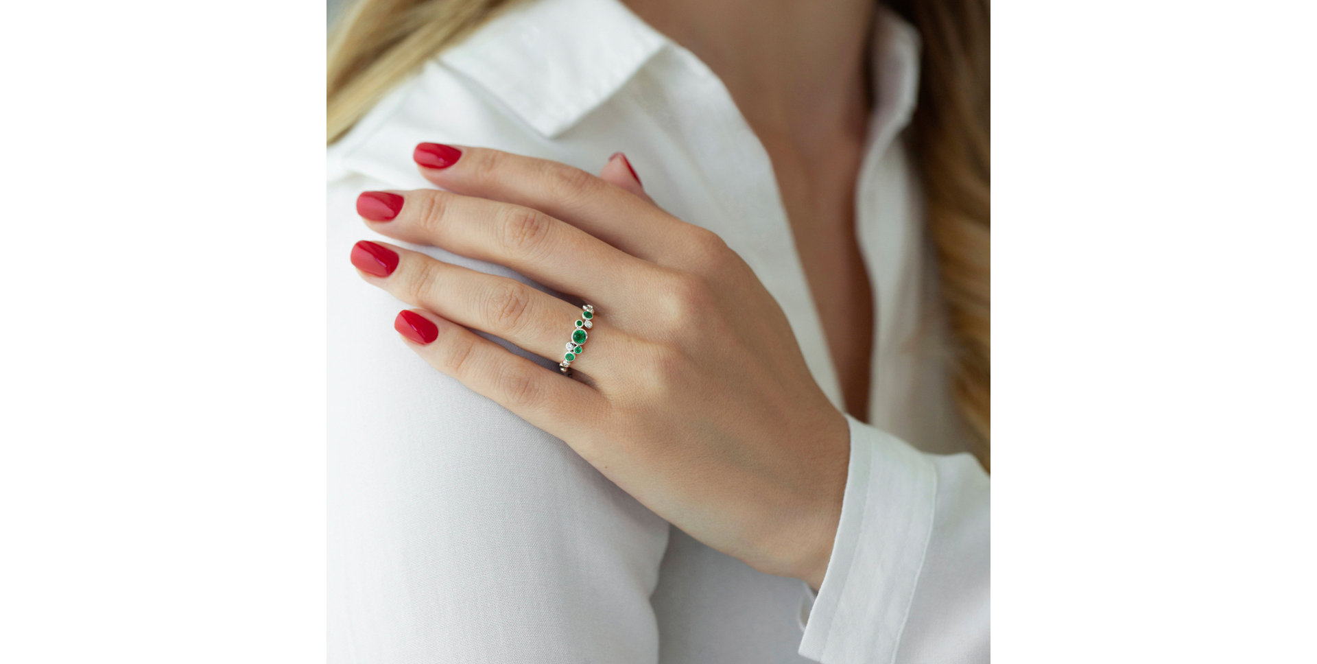 Prsten s diamanty a rubíny Space Joy