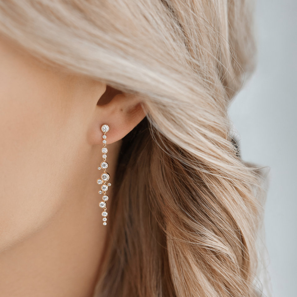 Náušnice s černými a bílými diamanty Heaven Waterfall