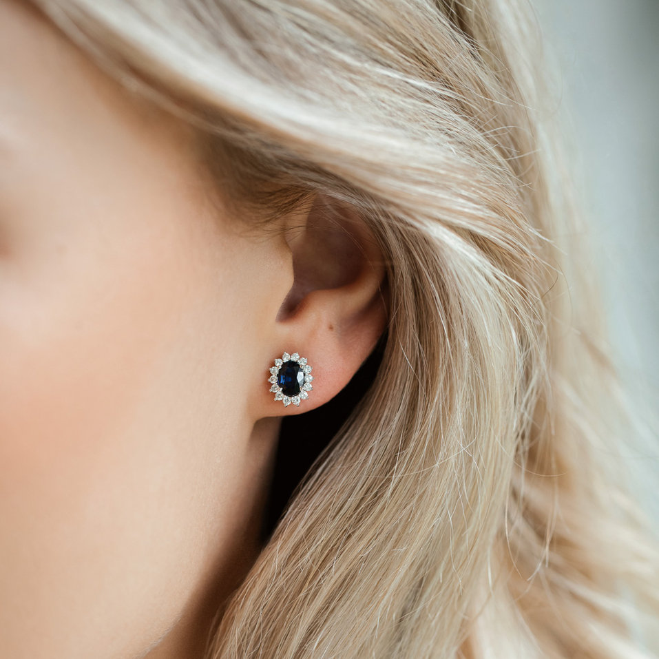 Náušnice s diamanty a rubínem Princess