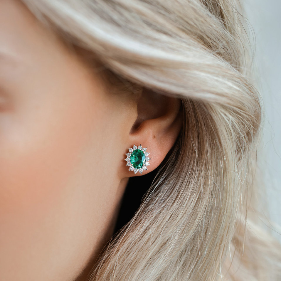 Náušnice s diamanty s rubínem Princess