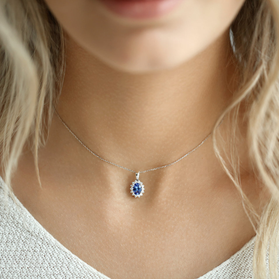 Přívěsek s diamanty a tanzanitem Princess