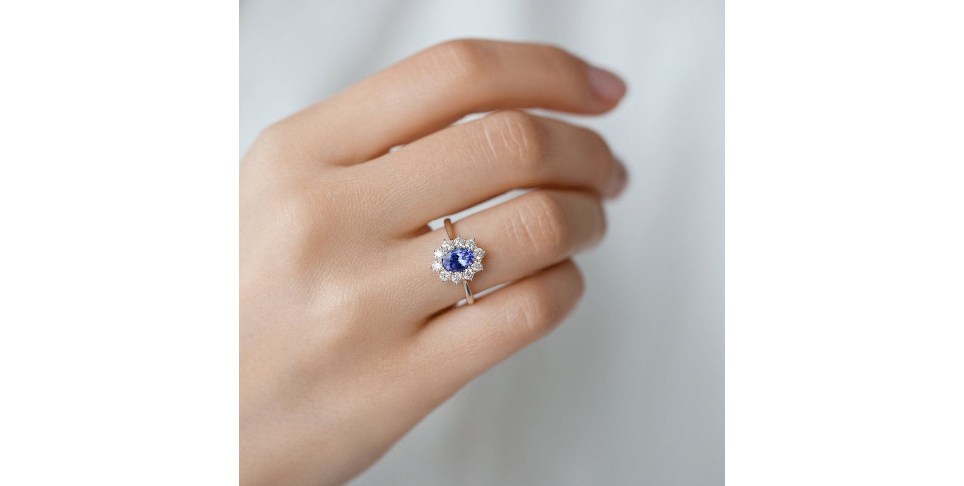 Prsten s diamanty a tanzanitem Princess