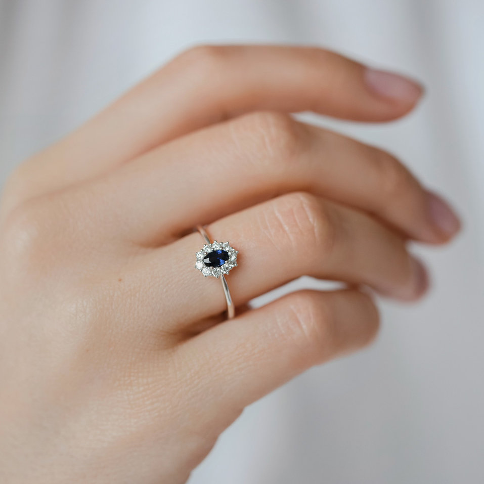 Prsten s safírem a diamanty Princess Joy