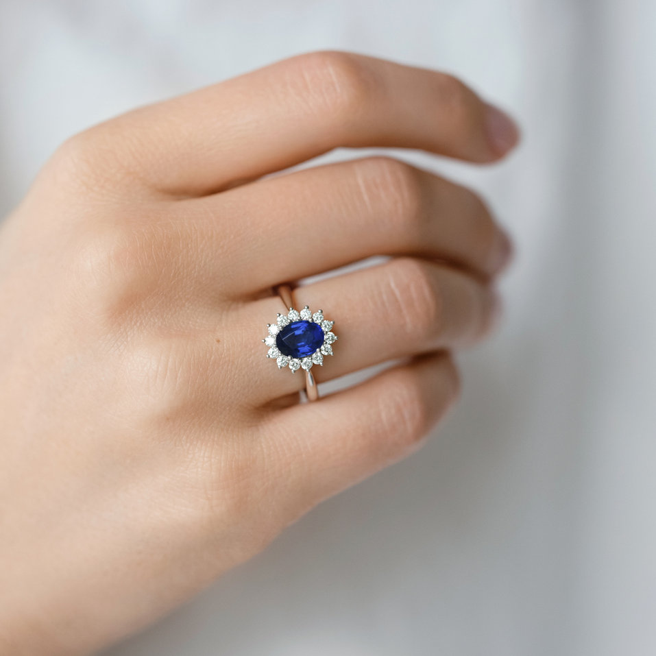 Prsten se safírem a diamanty Princess Sparkle
