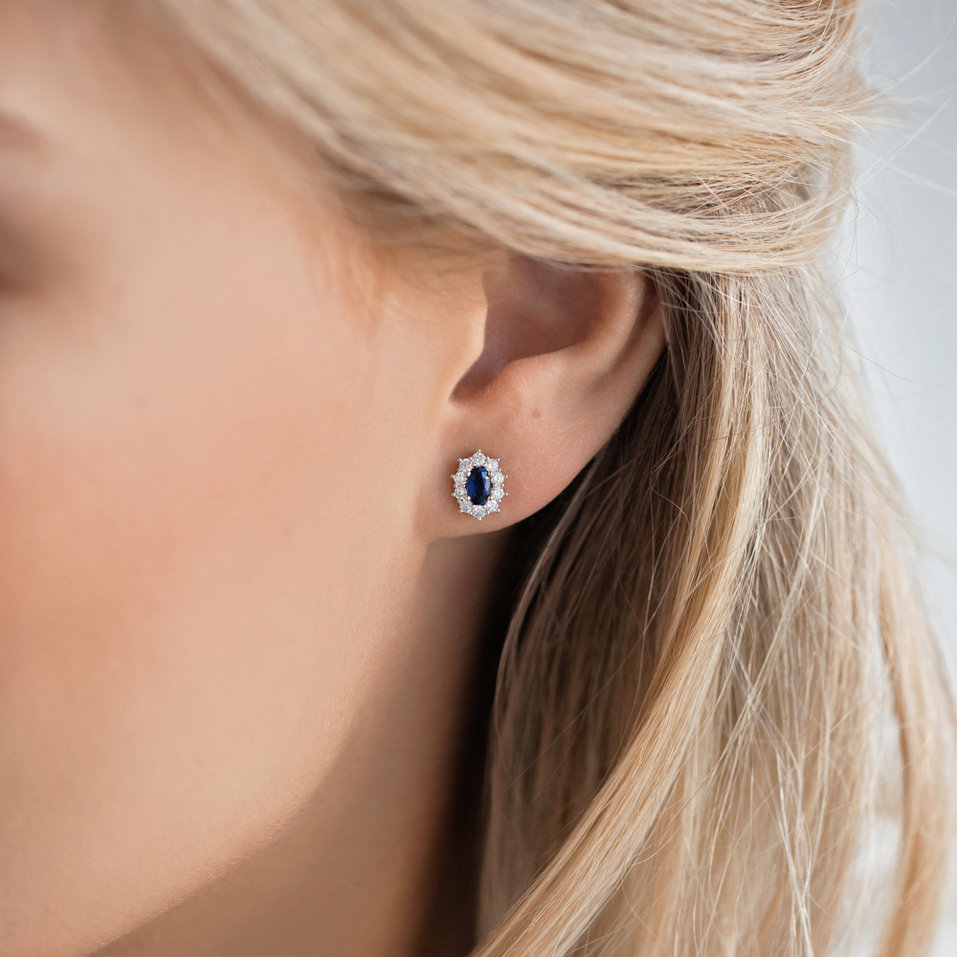 Náušnice s diamanty a rubínem Princess