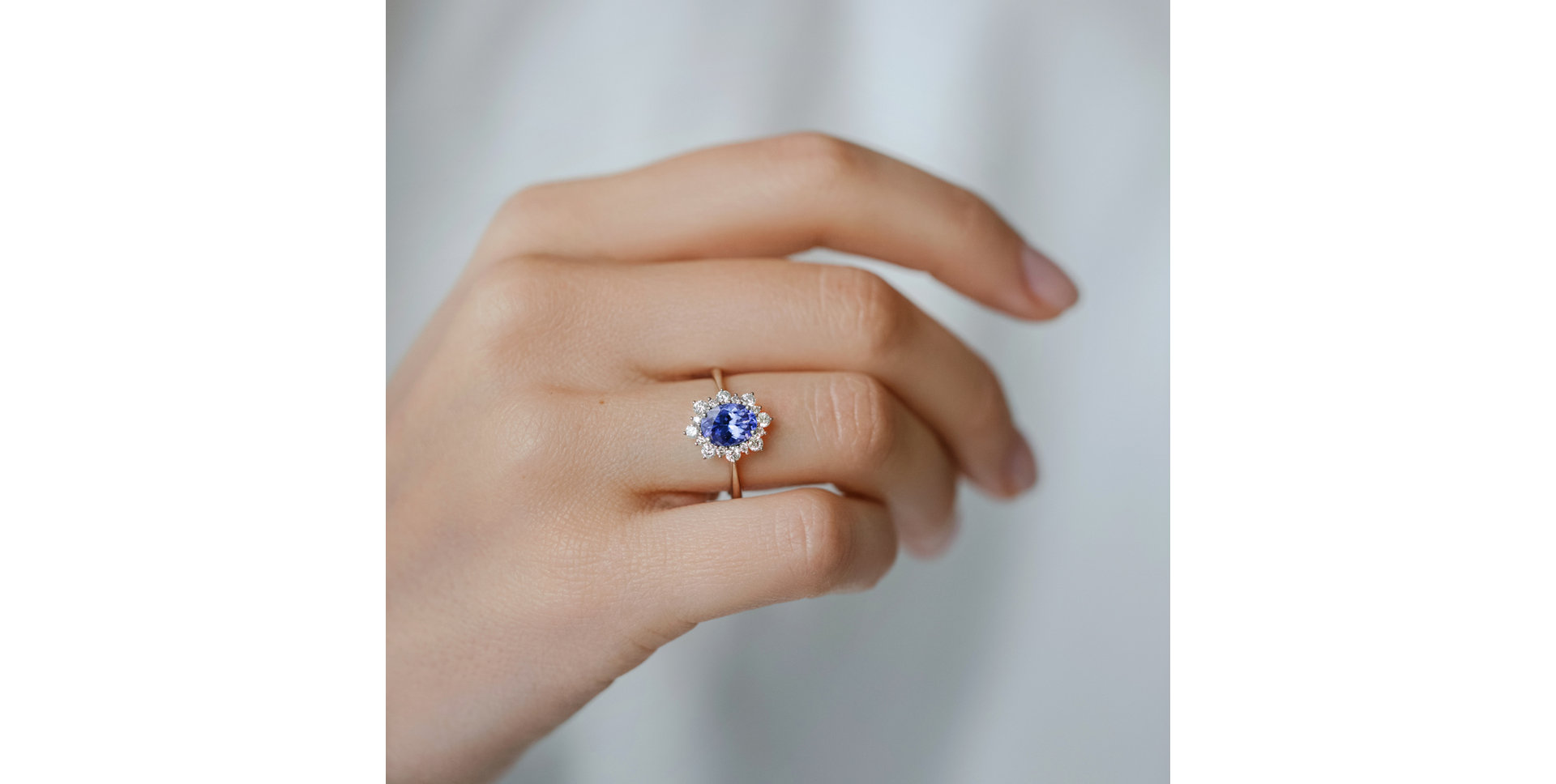 Prsten s diamanty a tanzanitem Princess