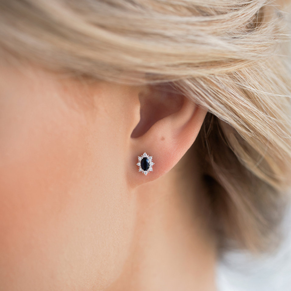 Náušnice s diamanty a tanzanitem Princess