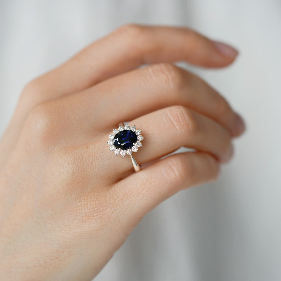 Prsten se safírem a diamanty Princess Sparkle