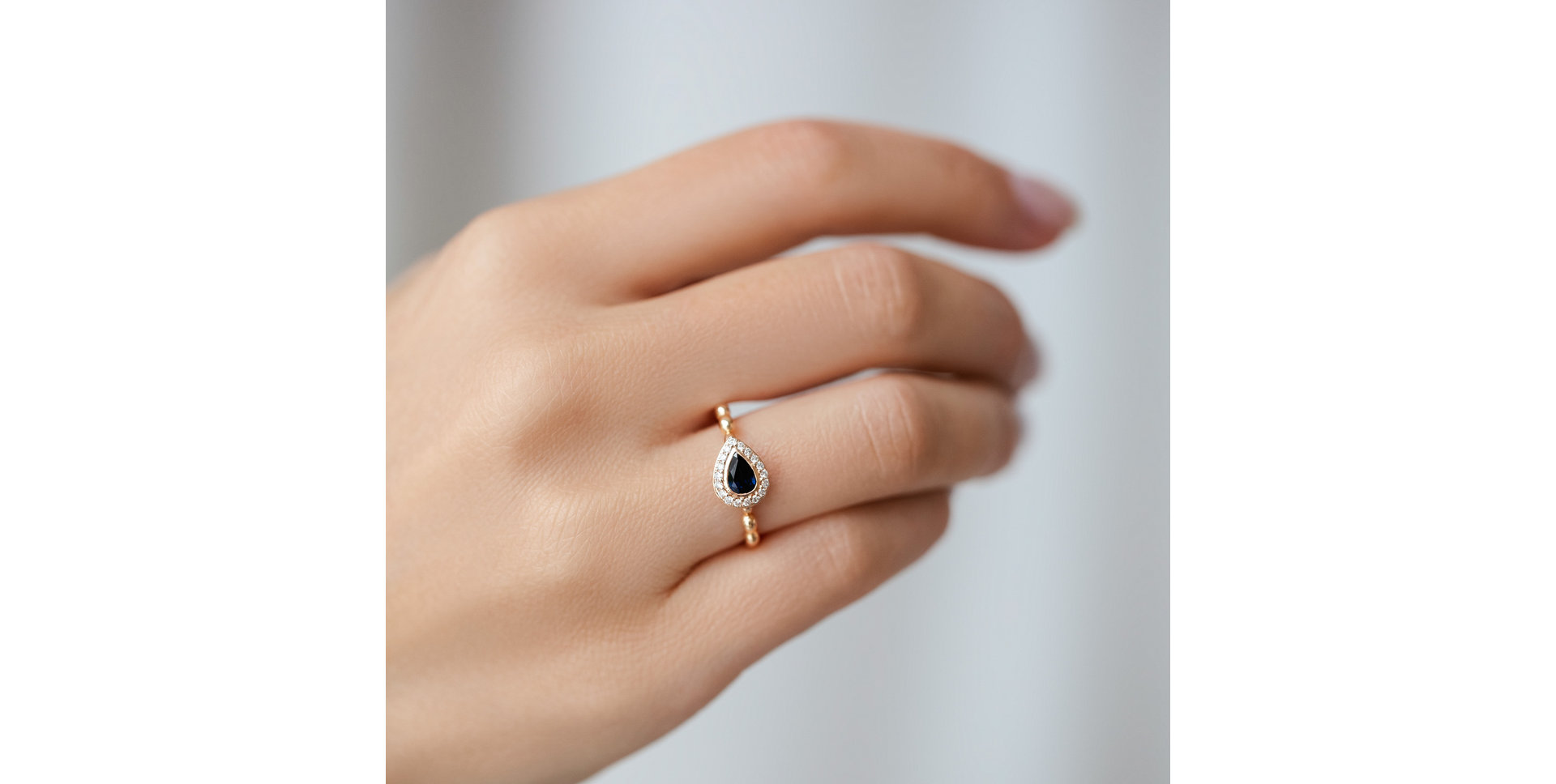 Prsten s safírem a diamanty Sapphire Tear