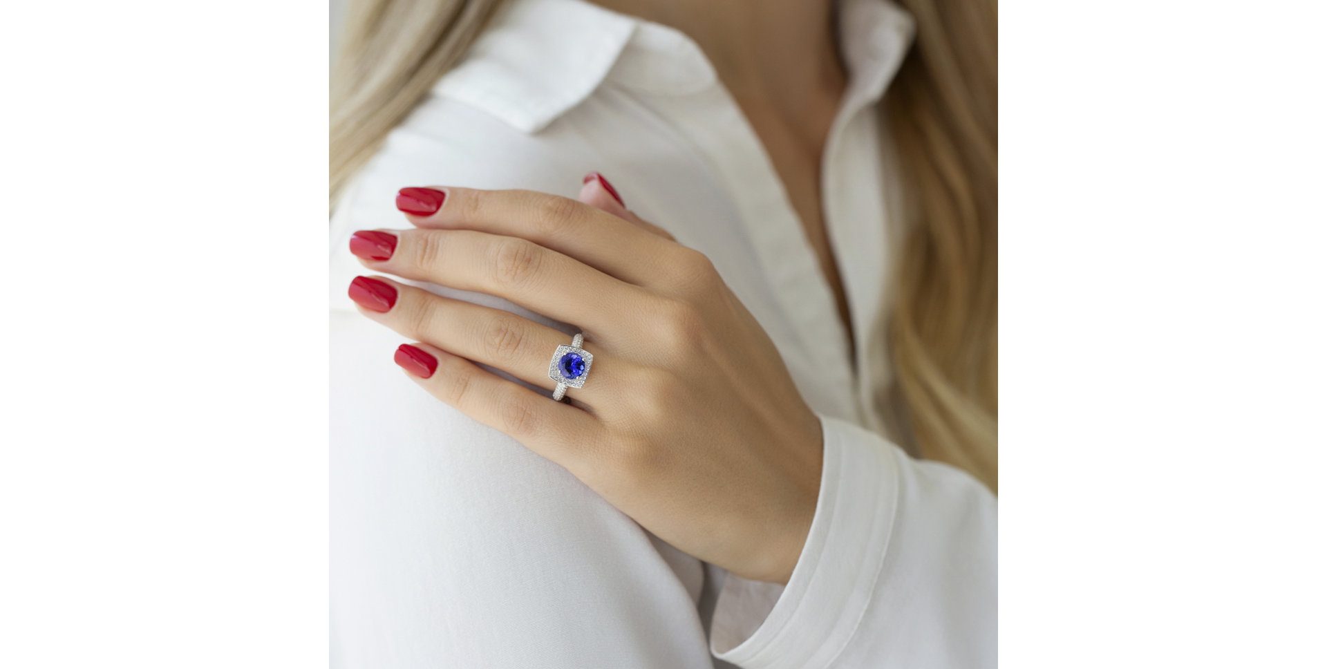 Prsten s tanzanitem a diamanty Fancy Galaxy