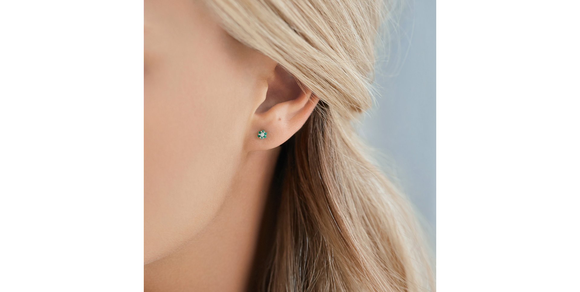 Náušnice s diamantem a safíry Shiny Flower