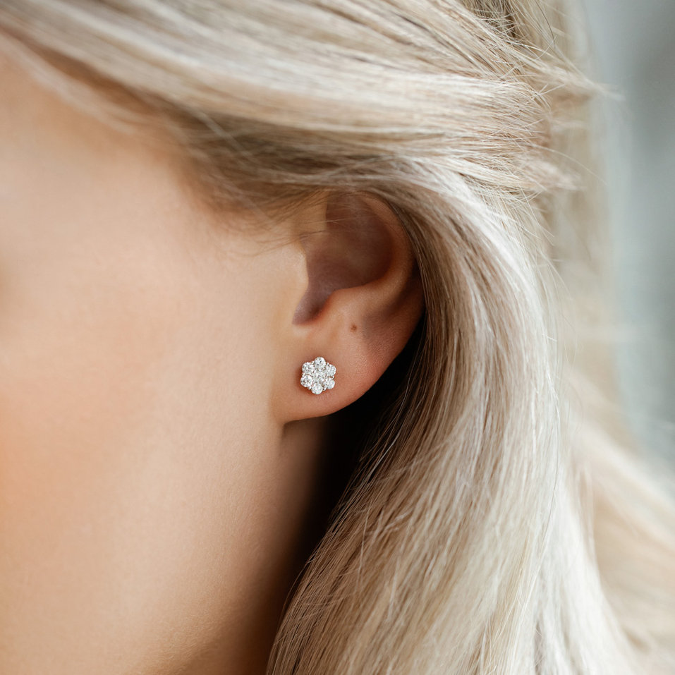 Náušnice s diamanty Shiny Flower