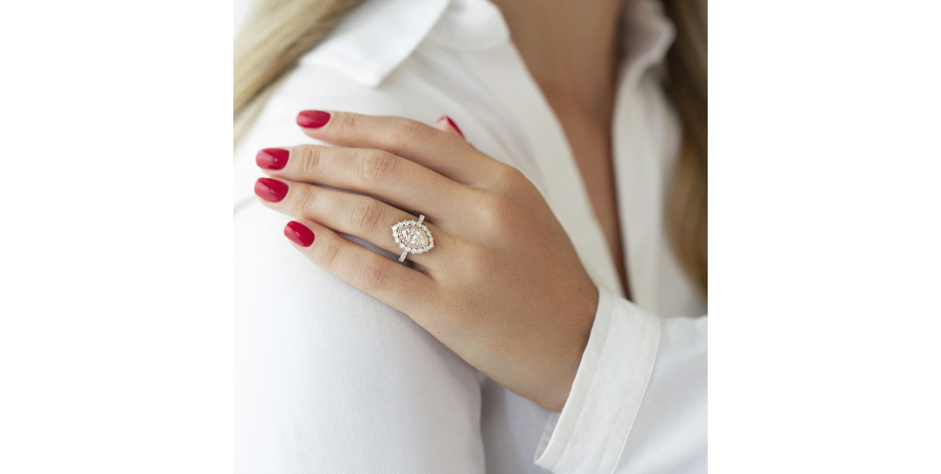 Prsten s bílými a růžovými diamanty Princess