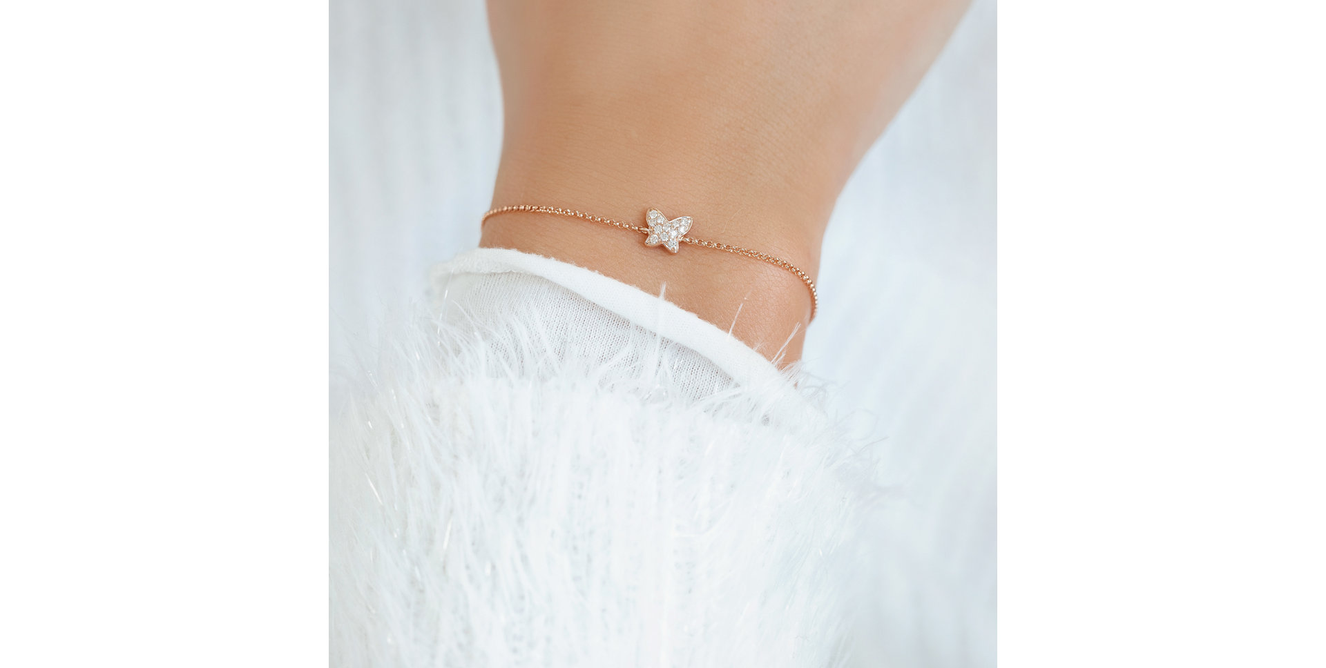 Náramek s černými diamanty Butterfly