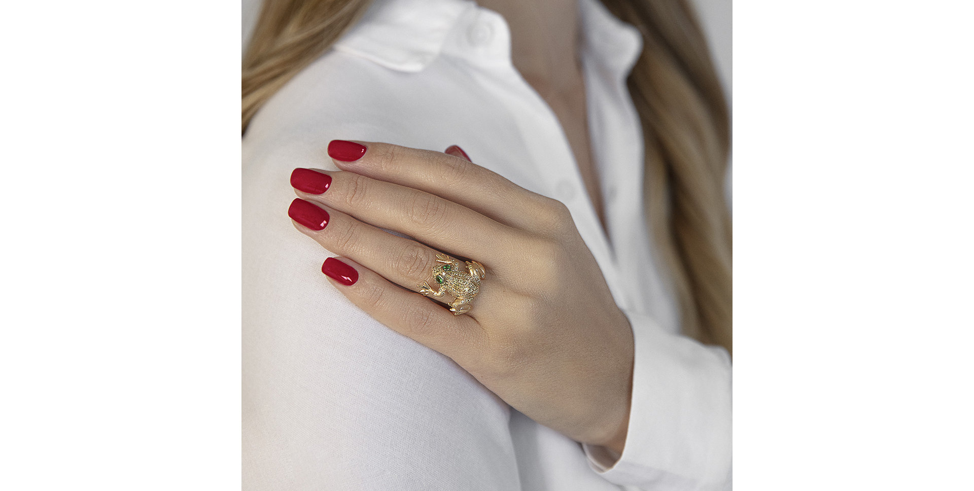 Prsten s žlutými diamanty a granáty Wild Nature