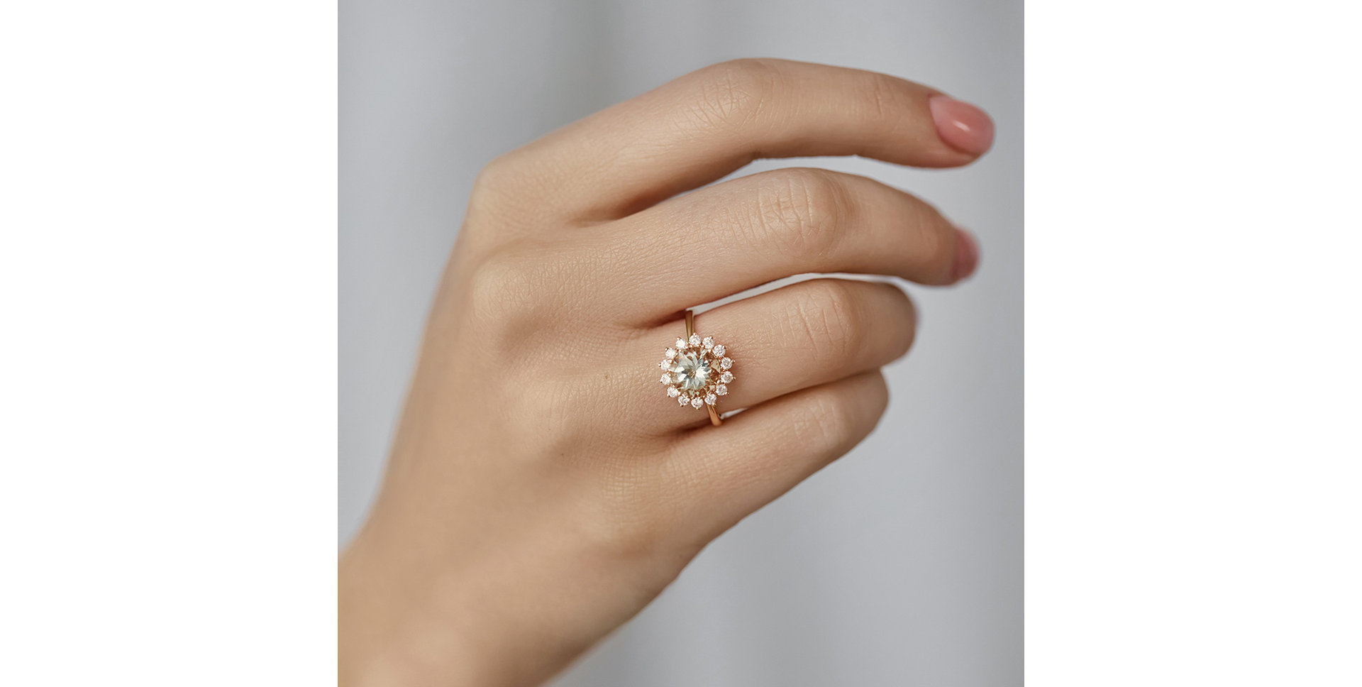 Prsten s diamanty a ametystem green Stellar Sun