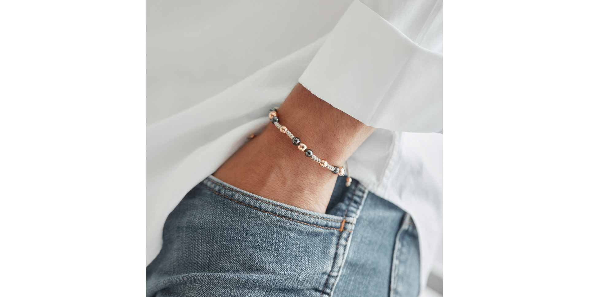 Náramek s černými diamanty Beige Mirror