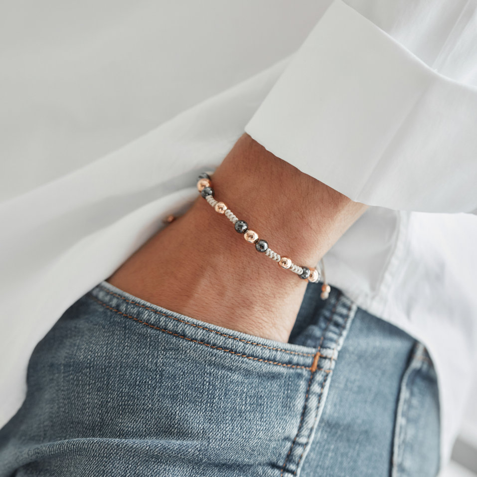 Náramek s černými diamanty Beige Mirror