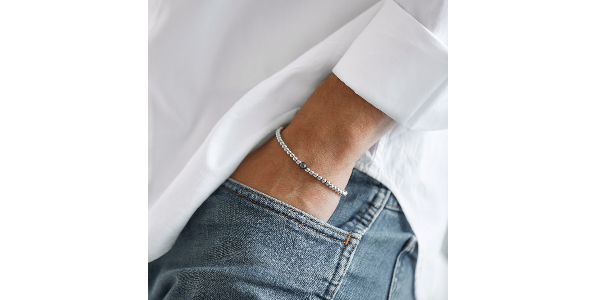 Náramek s černými diamanty Ball Lover