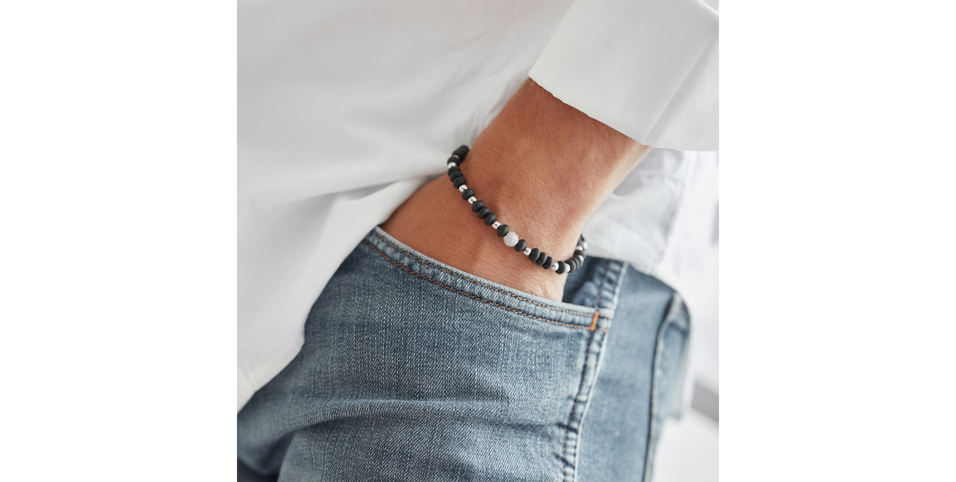 Náramek s diamanty a onyxy Mirror Black