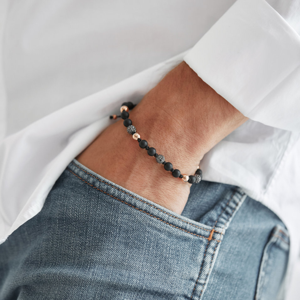 Náramek s acháty a černými diamanty Eternal Element